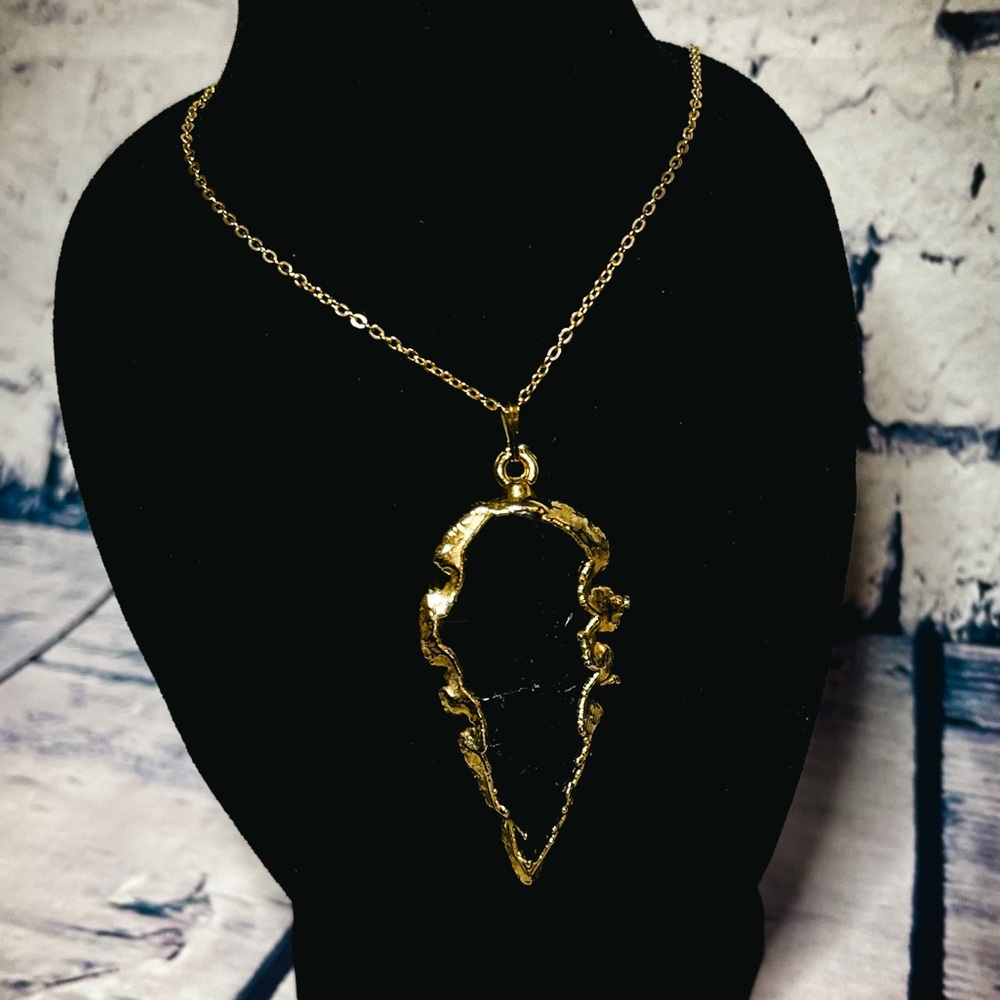 Vintage Black Obsidian Arrow Head Necklace